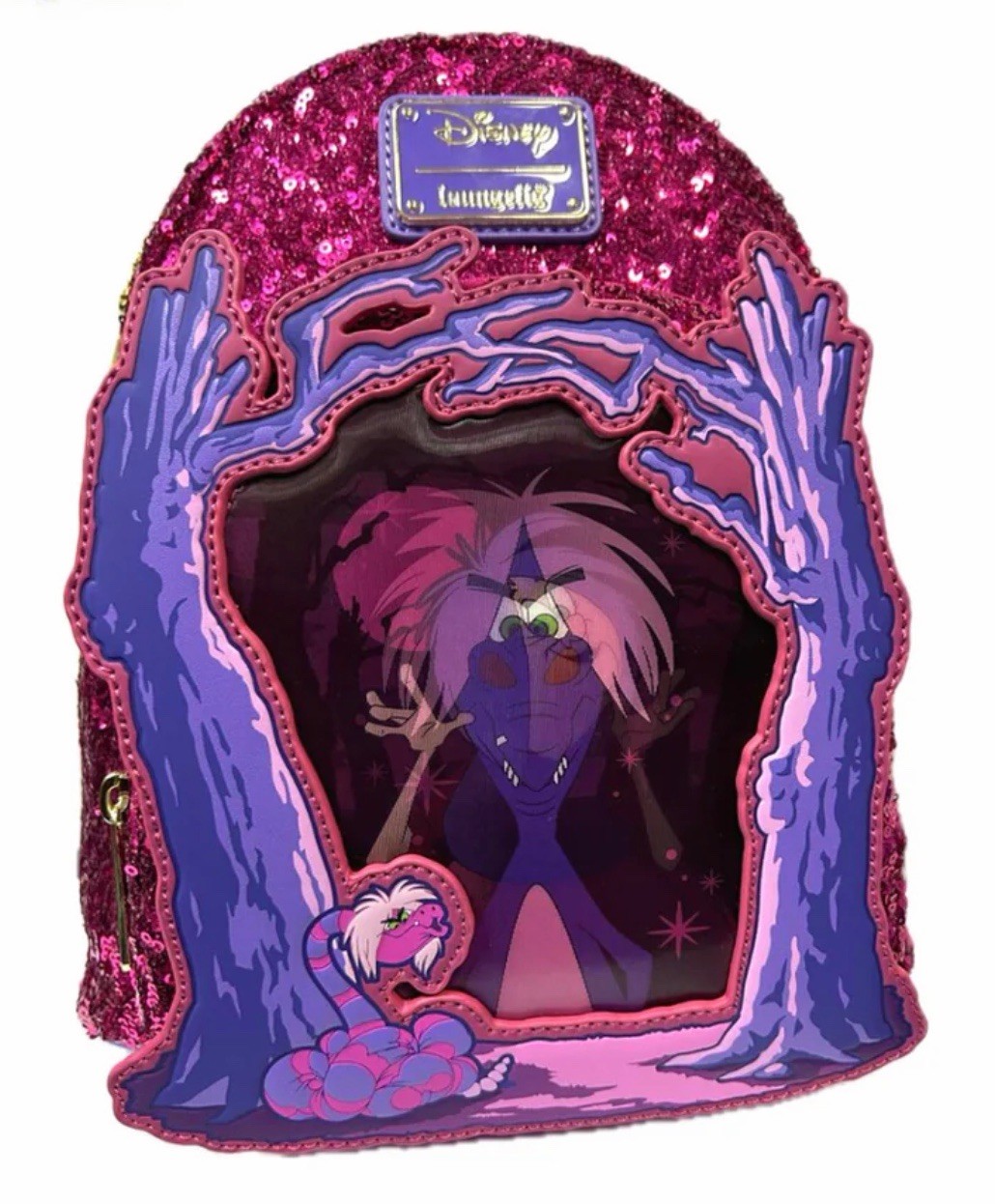 Loungefly Disney Sword in the Stone Madam Mim Lenticular Sequin UK Excl Backpack