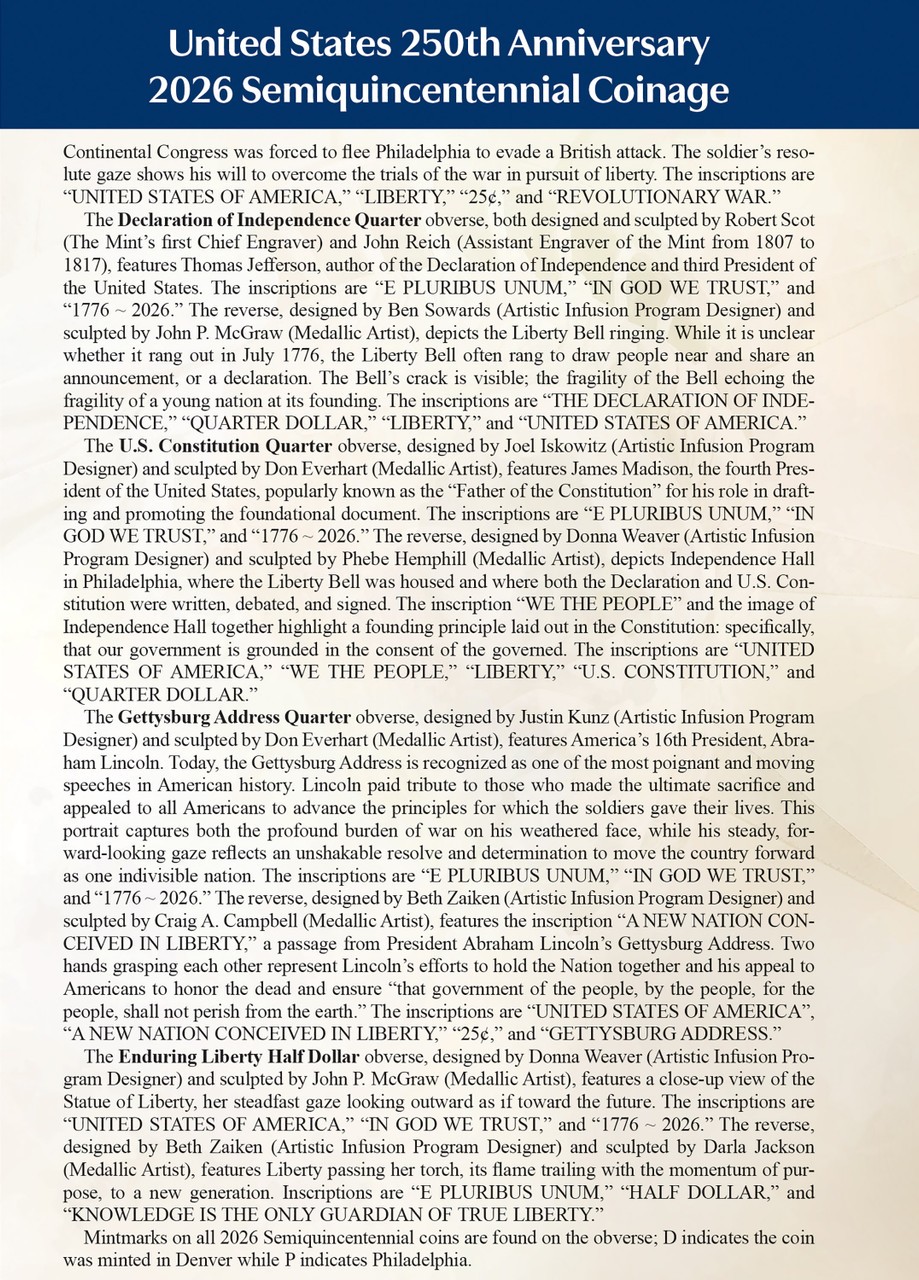 Official Whitman® Coin Folder-United States 250th Anniversary: 2026 Single Mint