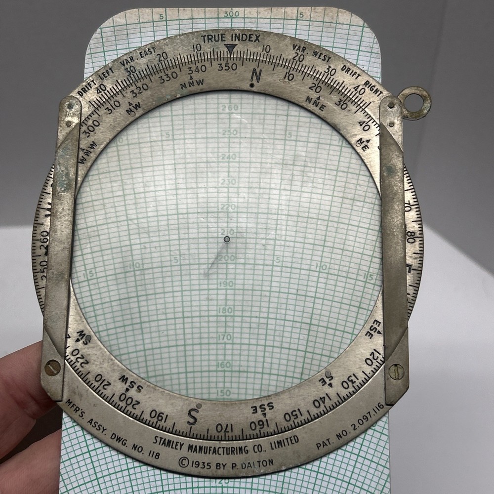 US Army Air Forces Type E-6B Computer: Dead Reckoning, Aerial With Case/Ruler