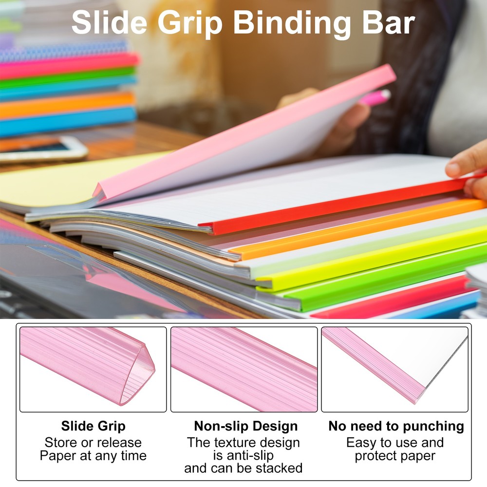 30Pcs 13x15mm Binding Bars, 120 Sheets Capacity, Transparent Red