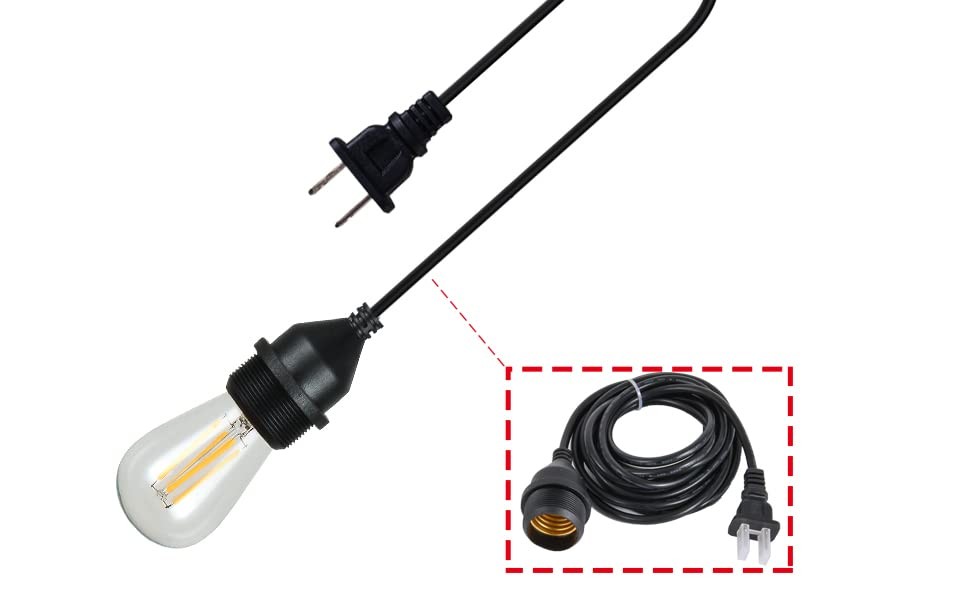 10Foot with Wire Electric Light Socket Waterproof Plug Light Outdoor Plug Lig...