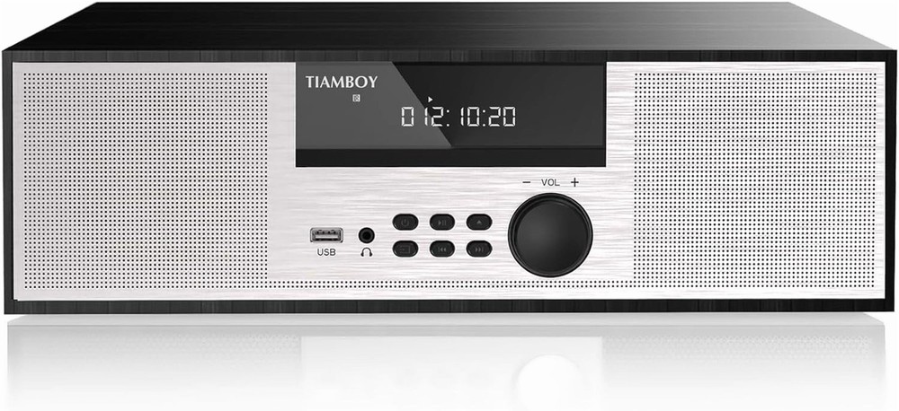 TIAMBOY Vintage Style Micro Shelf Stereo System, 40W RMS, CD Player, Bluetooth,