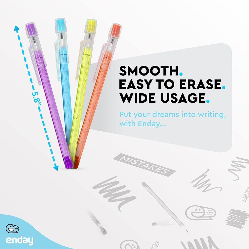 No 2 HB Translucent Pencils Multipoint Non-Sharpening Stackable Pencil with Matc