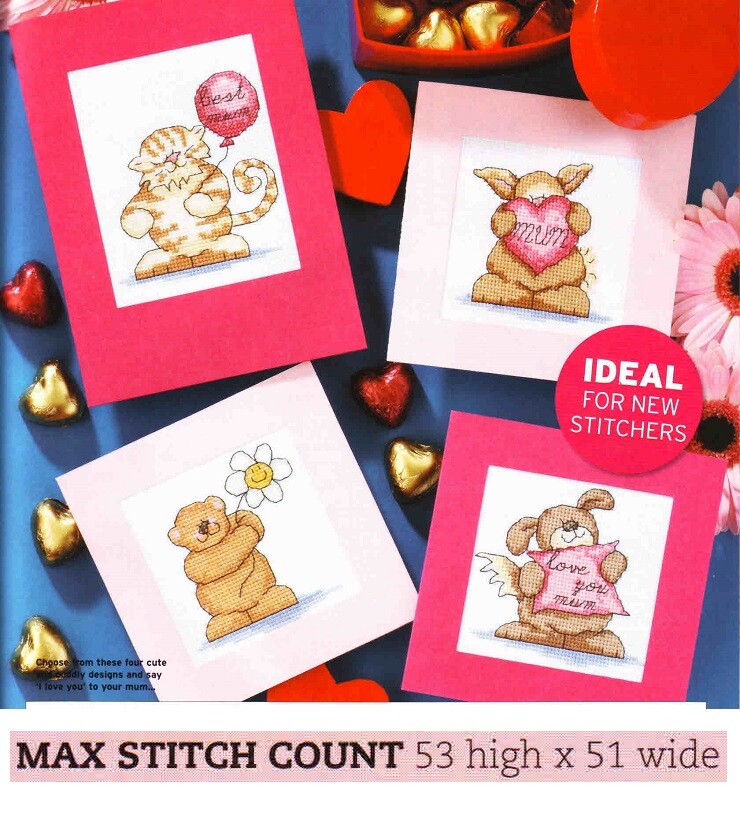 MOM CARDS  CROSS STITCH PATTERN ONLY   EQ -  UA