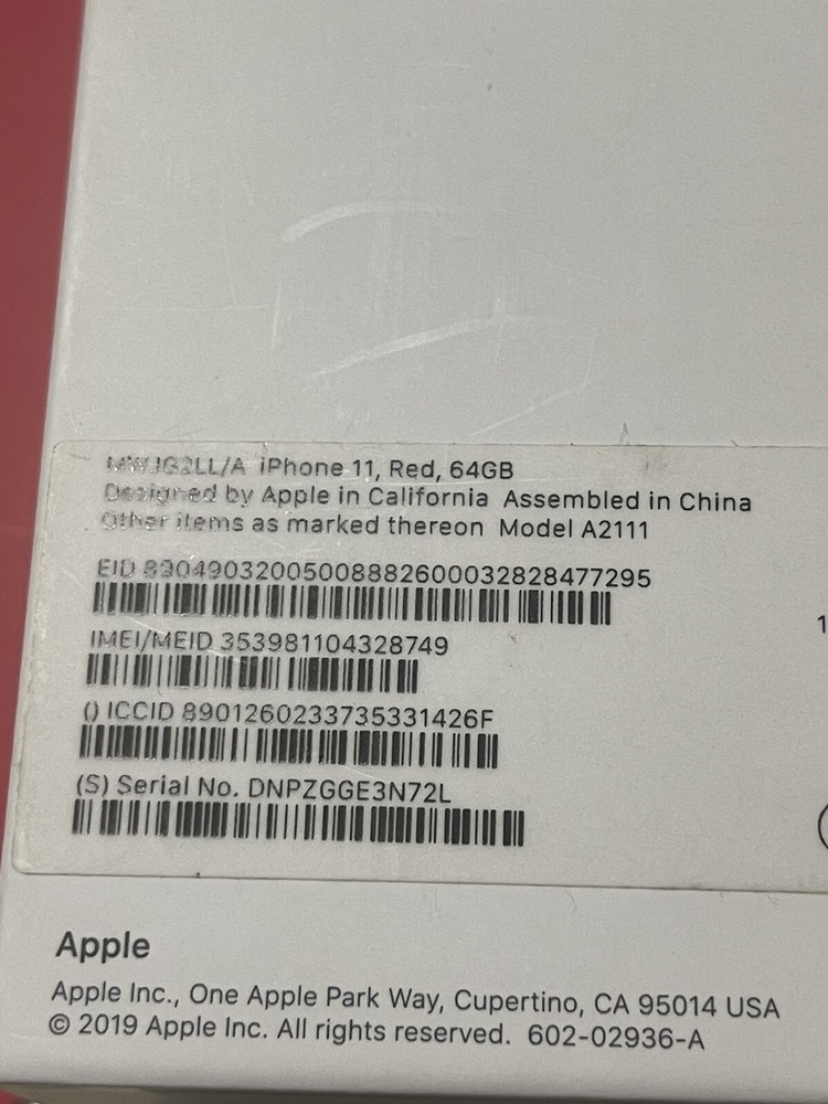 iPhone 11 Box Only 64GB Red Empty