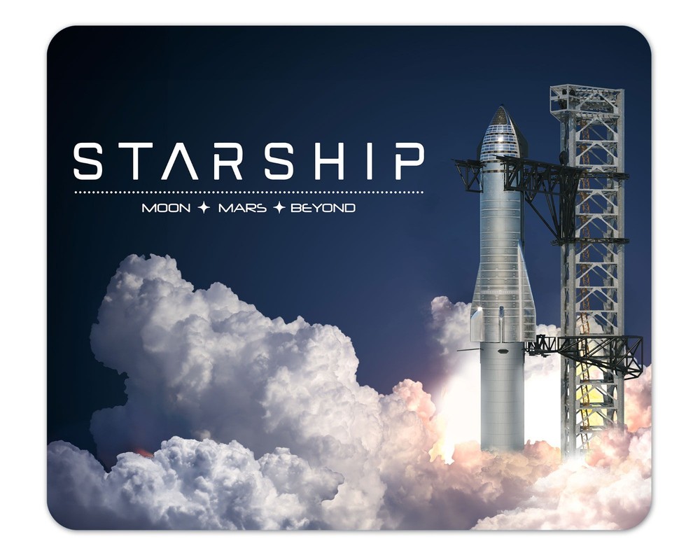 Starship Launch Moon Mars Beyond Mouse Pad 1/8 Thick