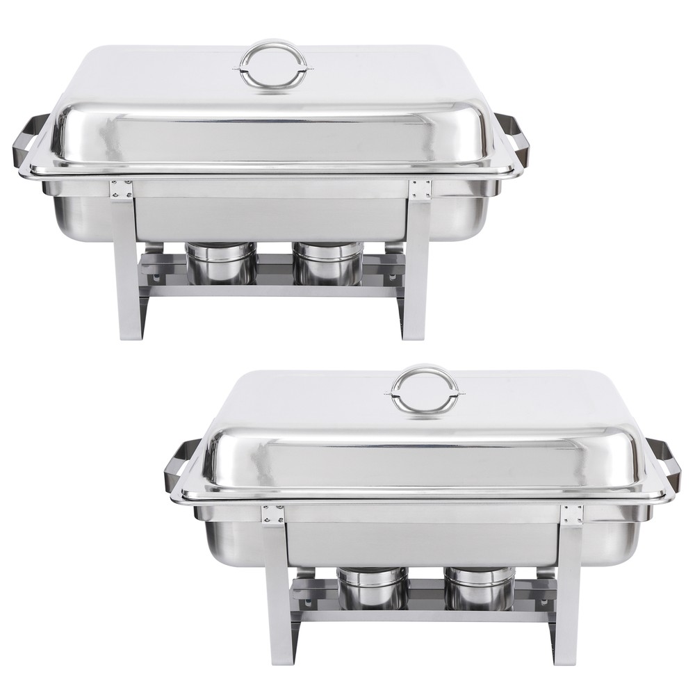 8Pack Stainless Steel Rectangular Chafing Dish Full Size Buffet Catering 8 Quart