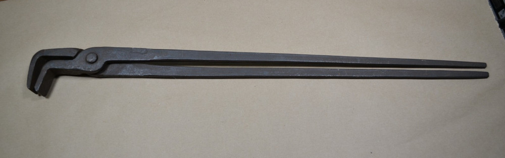 BLACKSMITH MADE TONGS - BENT TIP - 28 1/4" LONG