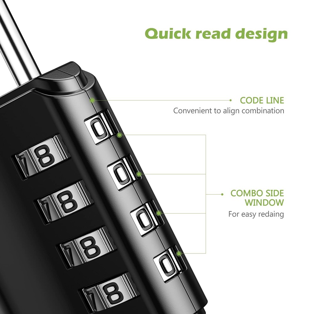 Combination Lock, Resettable 4 Digit Combination Padlock with Keys, Waterproo...