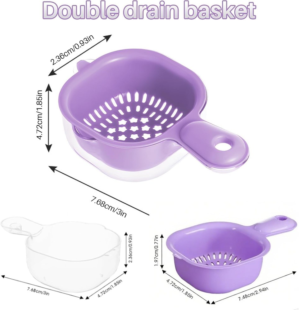 Kitchen Dual-Layer Draining Basket W/ Handle Small Fruit Spinner And Strainer