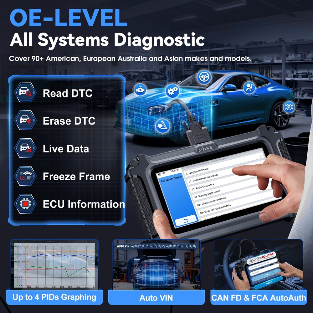 2025 XTOOL D6S OBD2 Scanner Full System Diagnostic Tool 30 Reset Code Reader FCA