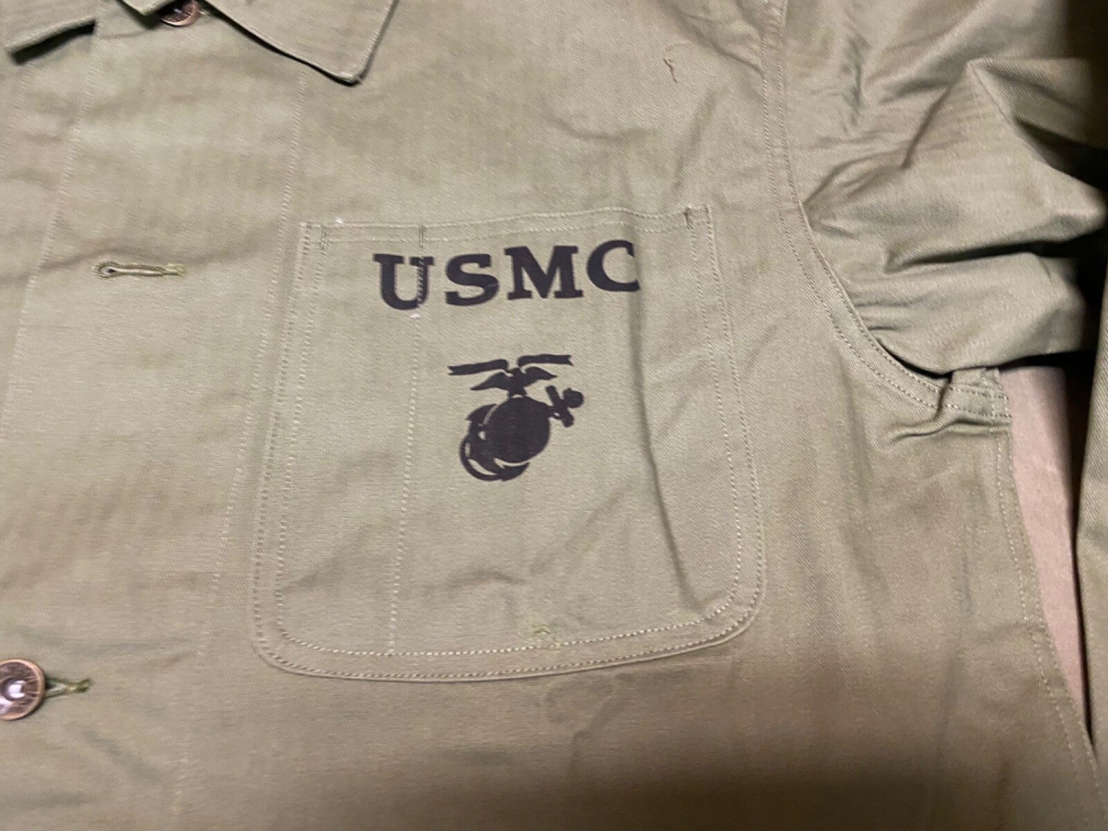 WWII US USMC MARINE P1941 P41 COMBAT FIELD HBT JACKET-SIZE XLARGE 48