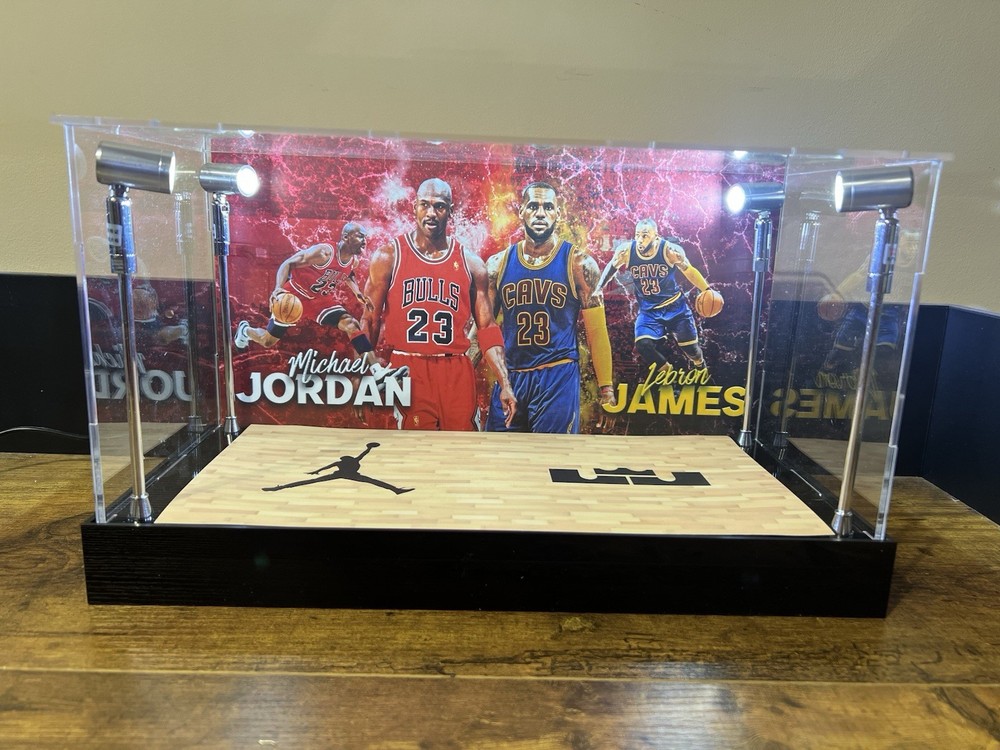 Michael Jordan & Lebron James Custom 2-3 Card PSA Display Case W/ LED Lights