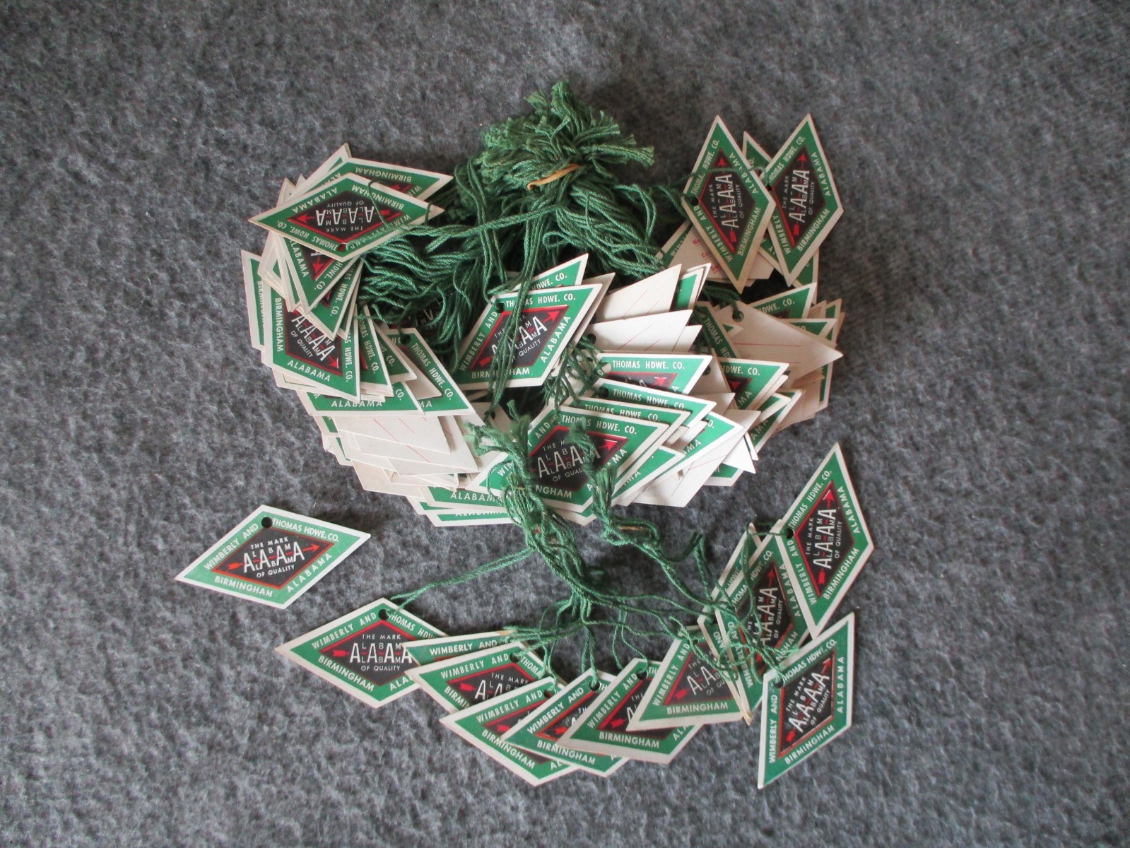 VTG WIMBERLY & THOMAS HARDWARE CO BIRMINGHAM ALABAMA PAPER PRICE TAGS - LOT 100+