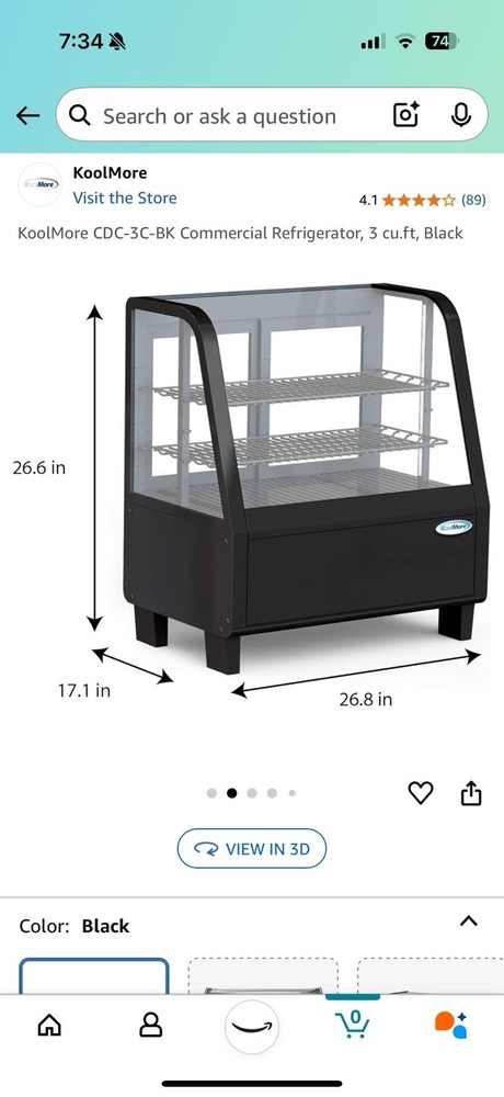 Koolmore CDC-3C-BK Countertop Refrigerated Display Case