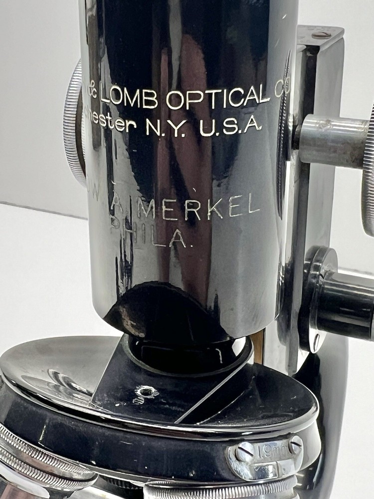 Vintage BAUSCH & LOMB Monocular MICROSCOPE w/ 3 Objectives Dated 1915