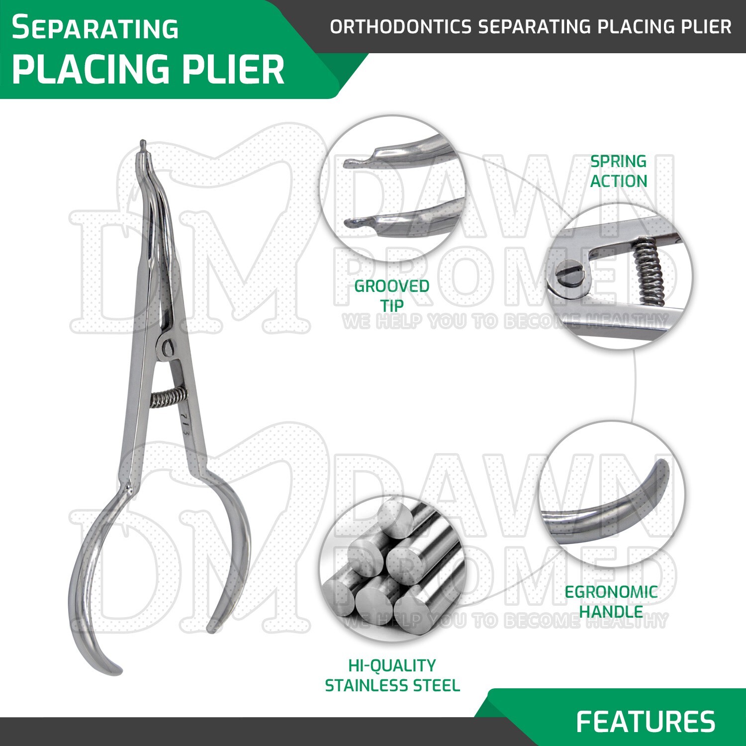 Dental Separator Placing Ligature Plier 6.25" Orthodontic Elastic Ties German Gr