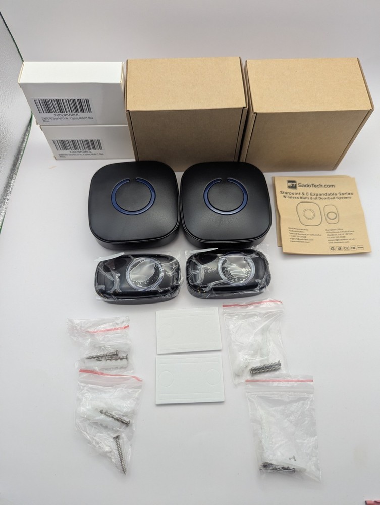 2 x SadoTech Starpoint Wireless Doorbell Extra Add-On Receiver LT Black + Button