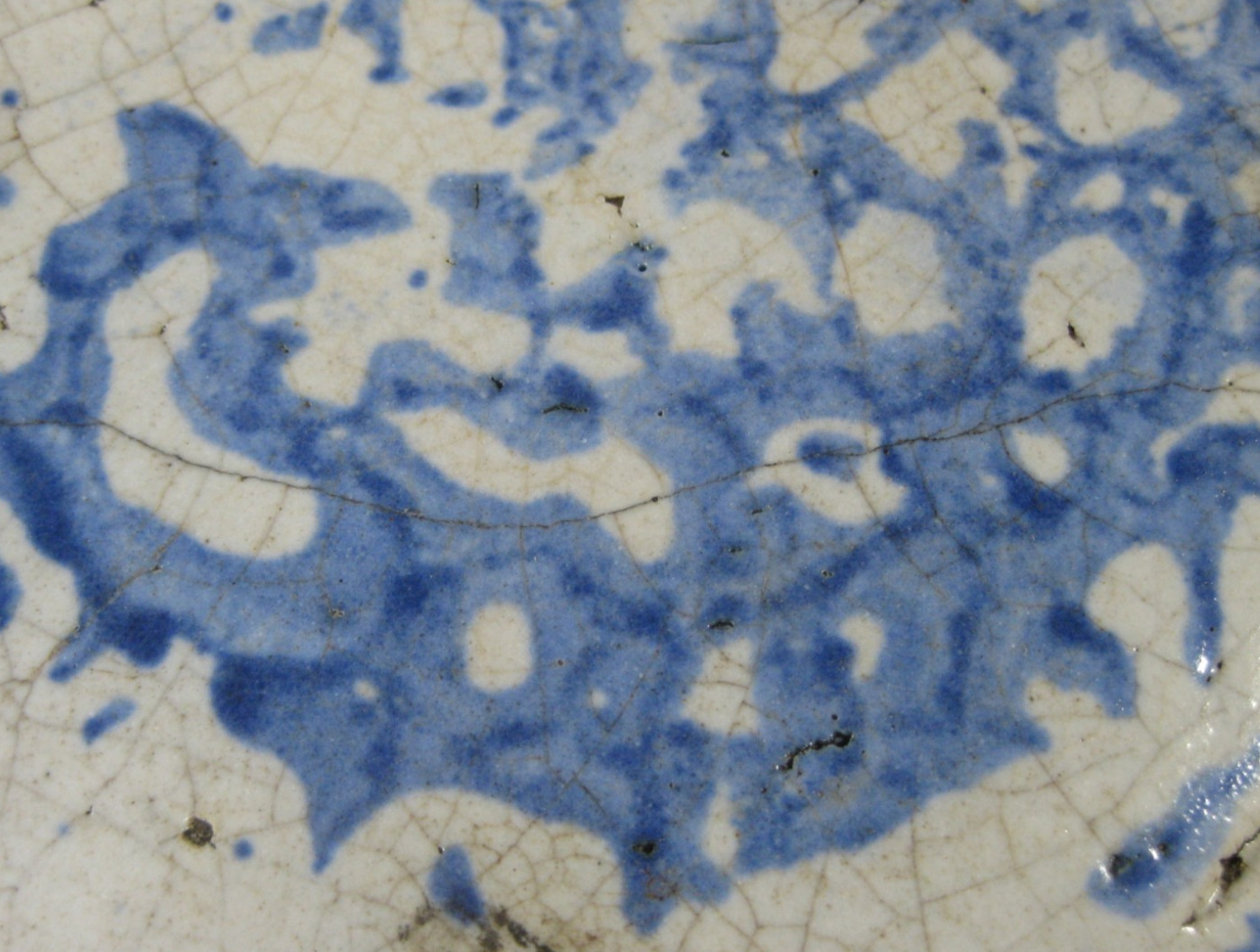 Spongeware Stoneware Blue & White Mixing Bowl with Bail Handle 8 1/2 in x 4 in