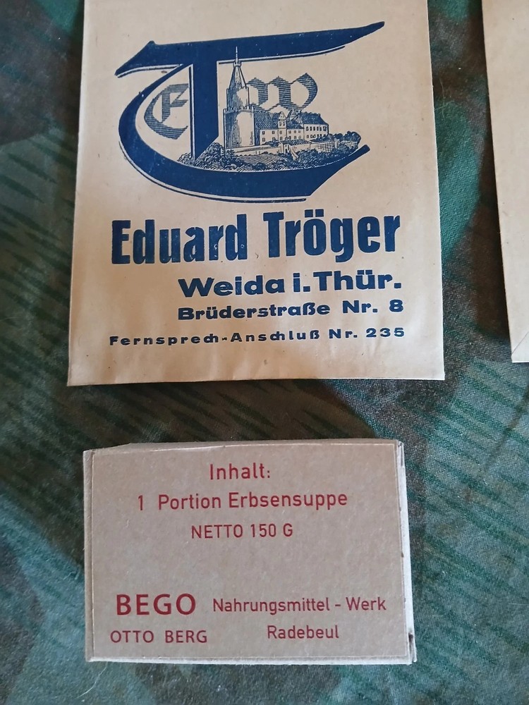 WW2 german reproduction ration components , new , usable ,good