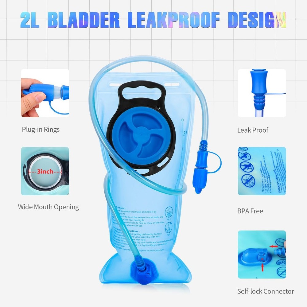 Hydration Backpack, Festival Rave Hydration Pack, Water Backpack with 2L Hydr...