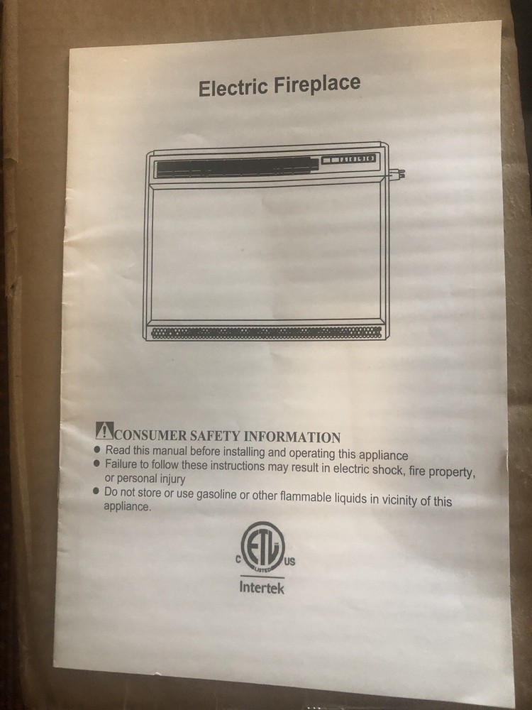 Electric Fireplace Insert, Black, Intertek EF-26, New In Box