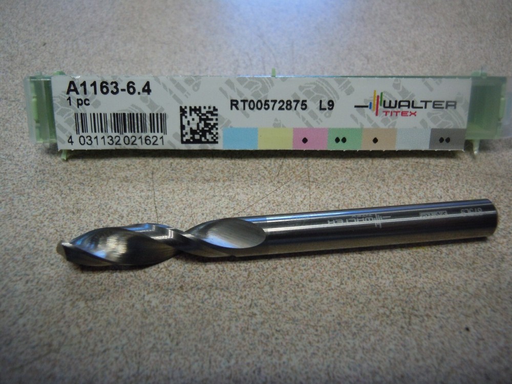 WALTER TITEX A1163-6.4 Solid Carbide Screw Machine Length Drill General Purpose