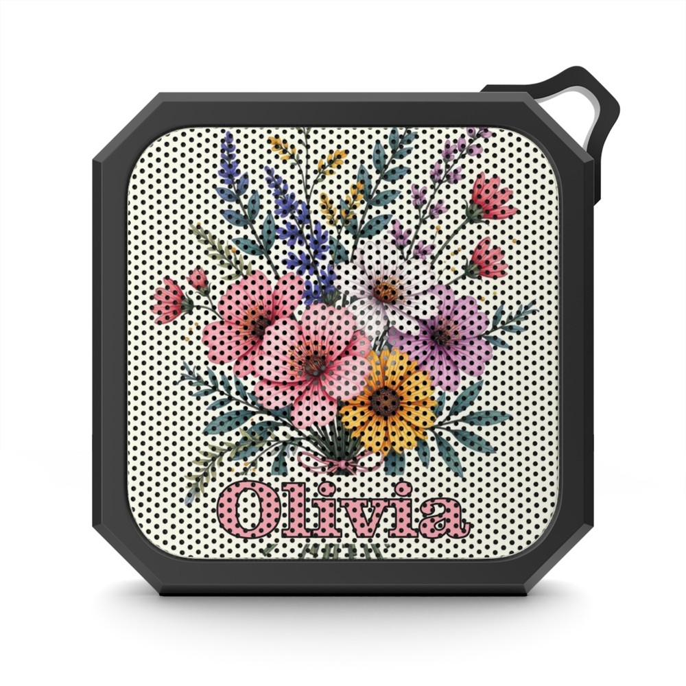 Bluetooth Speaker, Personalized Name with Flowers, Customizable Portable