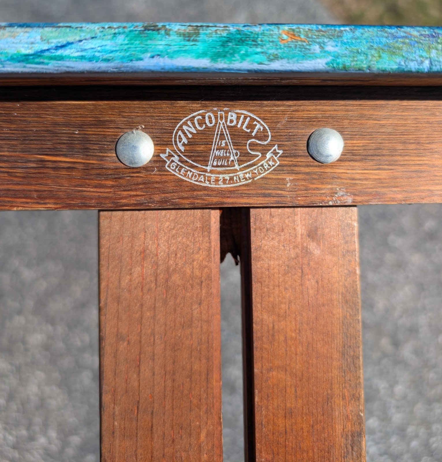 Antique Anco Bilt Large Wooden Floor Easel Folding Artist Studio Decor 4 - 8 ft