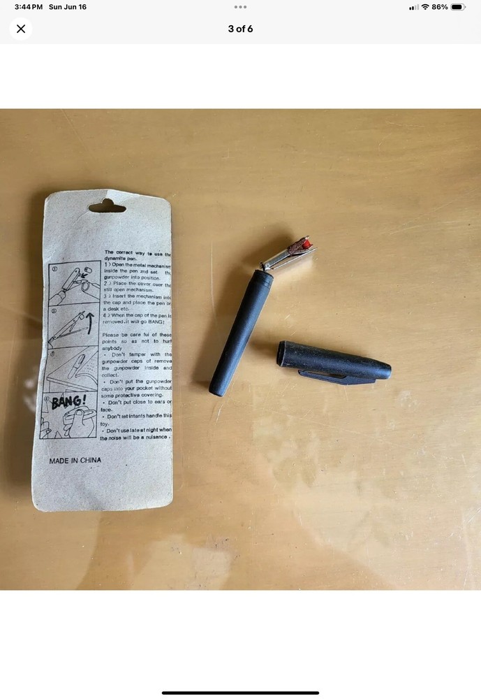 Dynamite Pen Exploding novelty joke prank bang gag trick cap A287