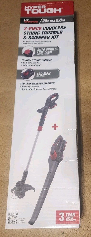 Hyper Tough 20V Max Cordless Combo Kit, 10-inch String Trimmer & Sweeper Blower
