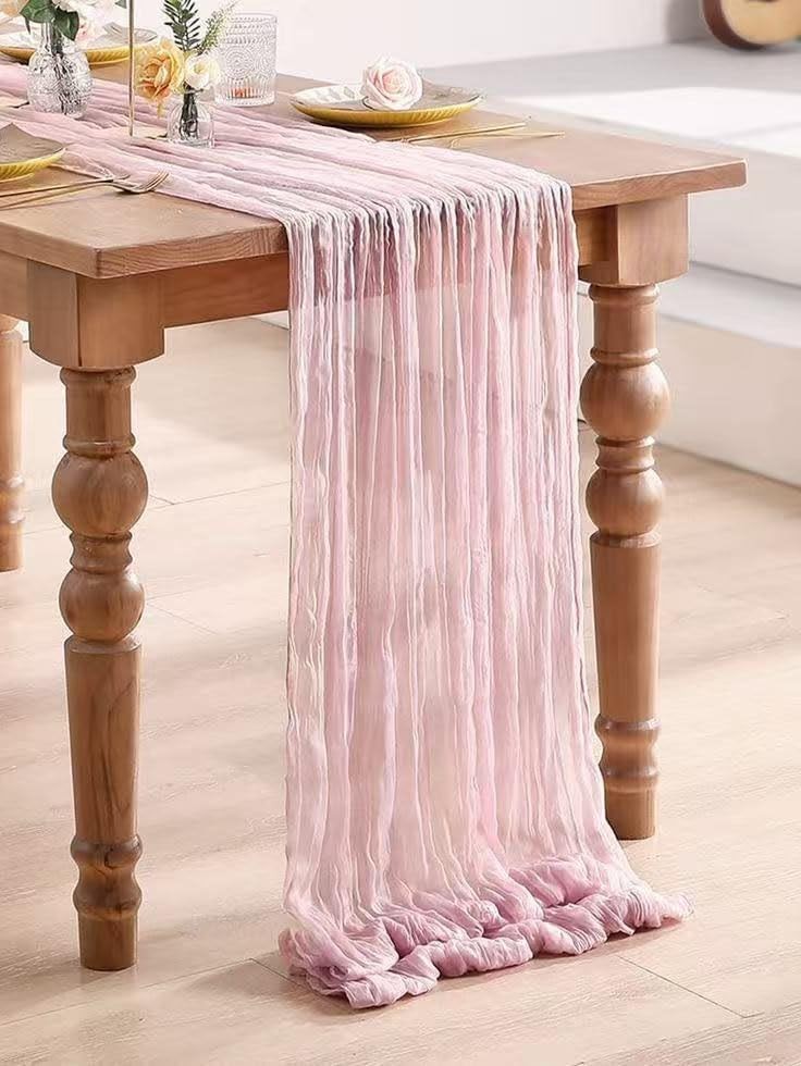 12Pack Light Pink Table Runner 10Ft Cheesecloth Table Runner Boho Gauze Table Ru