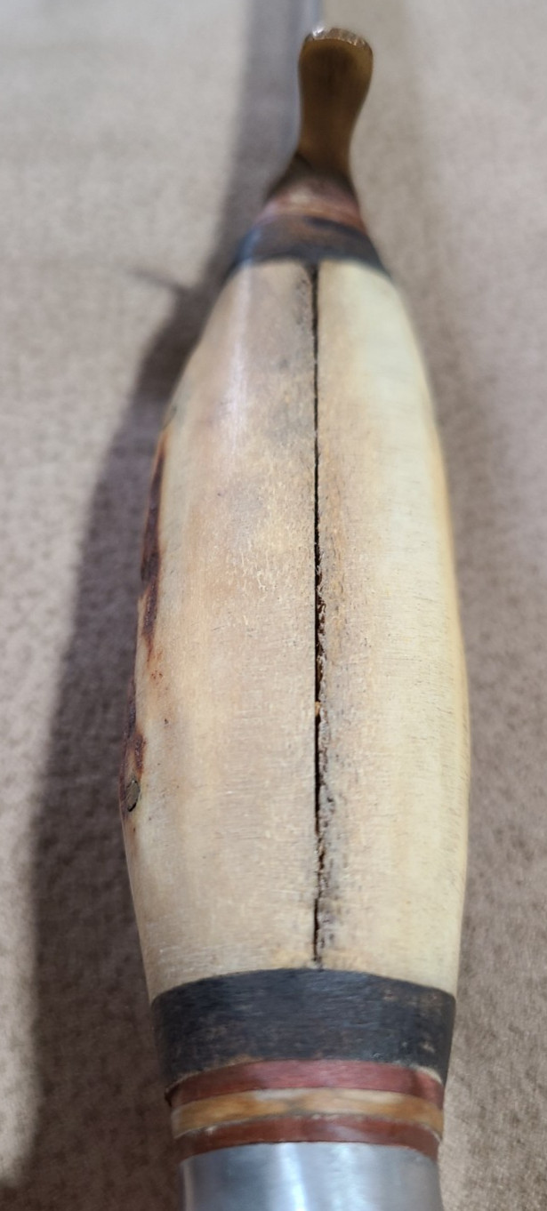 Mohawk Hammer Forged Stag Handle Fixed Blade Knife Germany Elk Embossed Sheath