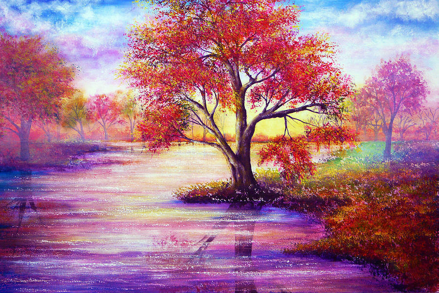 Colorful River-Chart Needlework Crafts DIY-Counted Cross Stitch Pattern