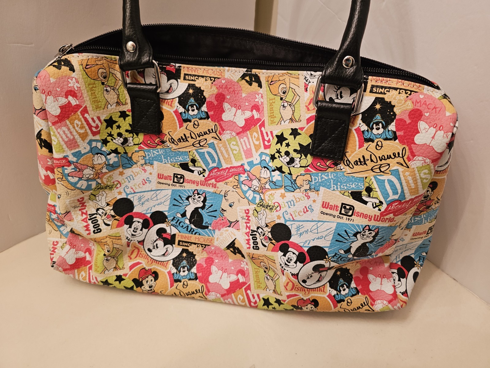 Disney Parks Mickey And Minnie Retro Print Satchel Bag/purse New From Disney