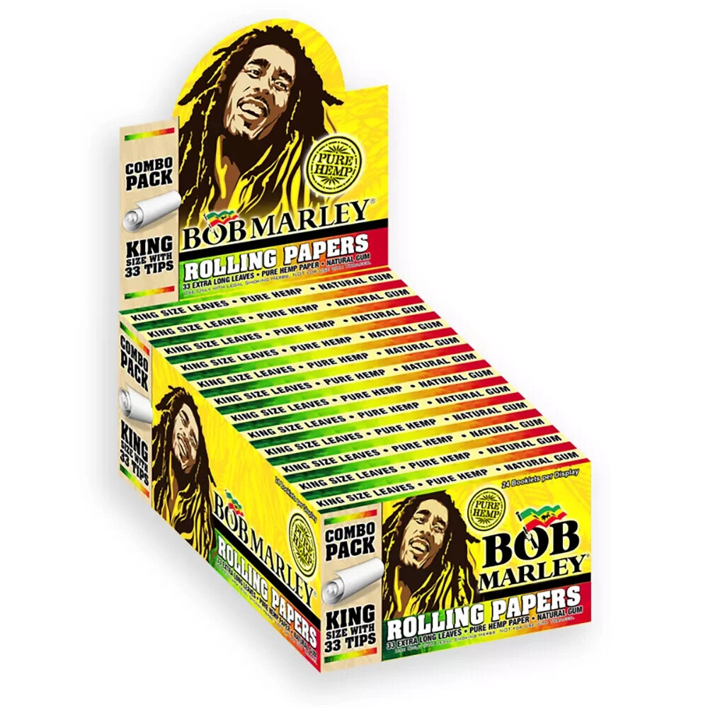 Bob Marley Rolling Papers + Tips Cigarette Pure Hemp King Size (50 Booklets)