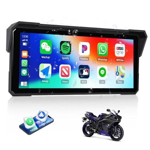 Motorcycle GPS Navigation System with Wireless Carplay Android Auto 8.1 inch