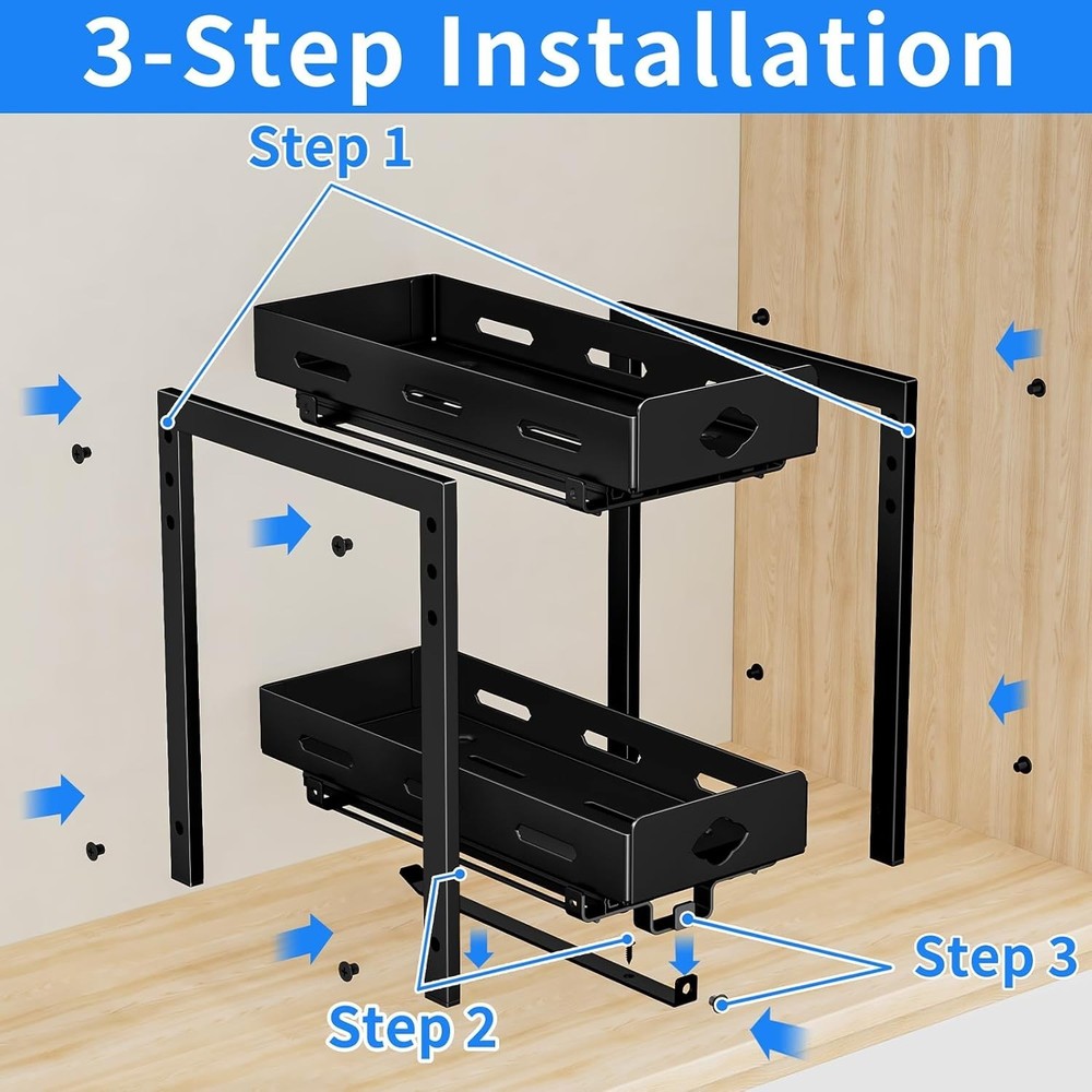 Pull Out Spice Rack Organizer, 2-Tier Vertical Spice Rack, Height Adjustable ...