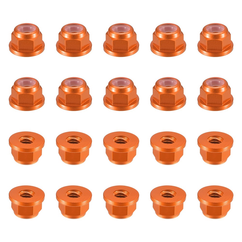 Nylon Insert Hex Lock Nuts, 20pcs - M2.5x0.45mm Self-Locking Nut(Orange)