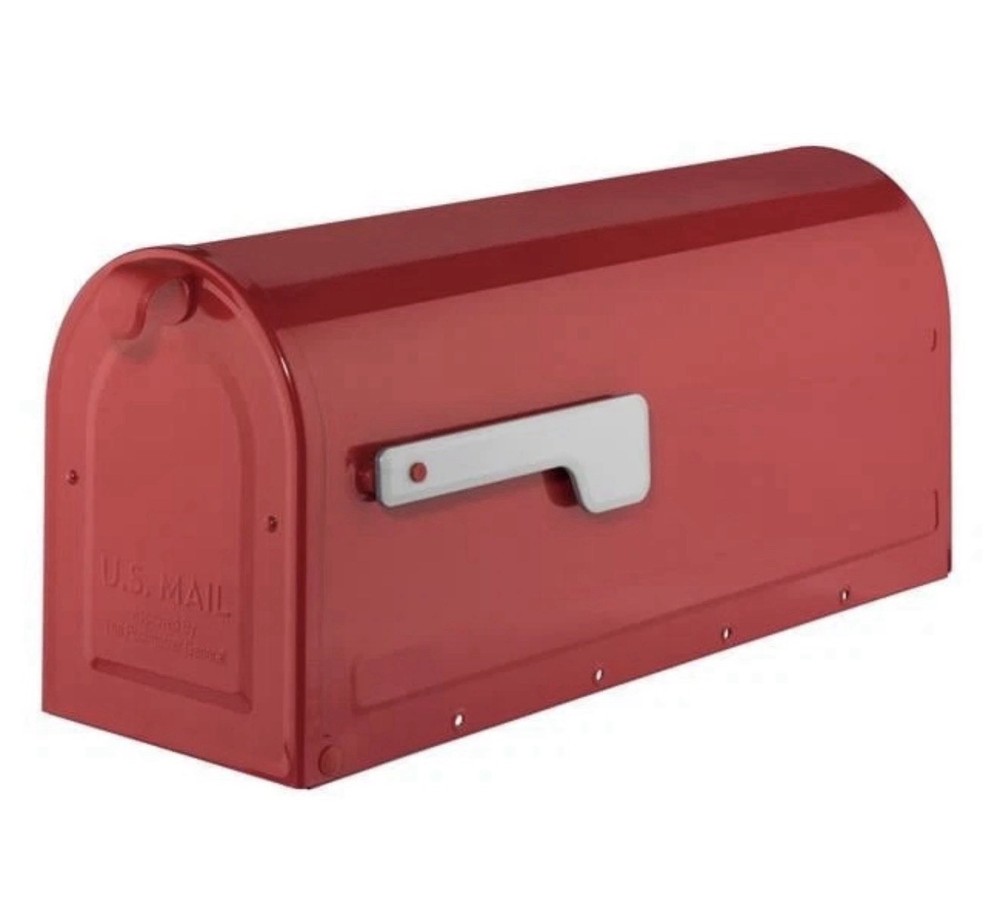 Architectural Mailbox 7600R MB1 Post Mount Mailbox - Red with Silver Flag