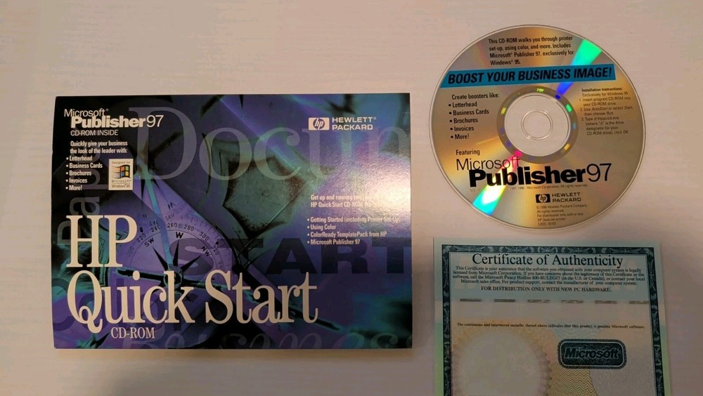 Microsoft Publisher 97 PC Software CD HP Quick Start Bundle Version