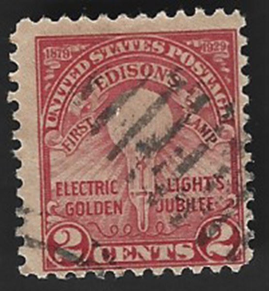 Sc# 655 2c EDISON COMMEMORATIVE with a Duplex Cancel - (A-2)