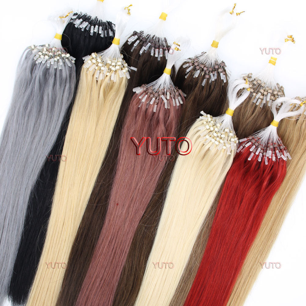 Micro Ring Loop Tip Remy Human Hair Extensions Straight Micro Beads Link Hair US