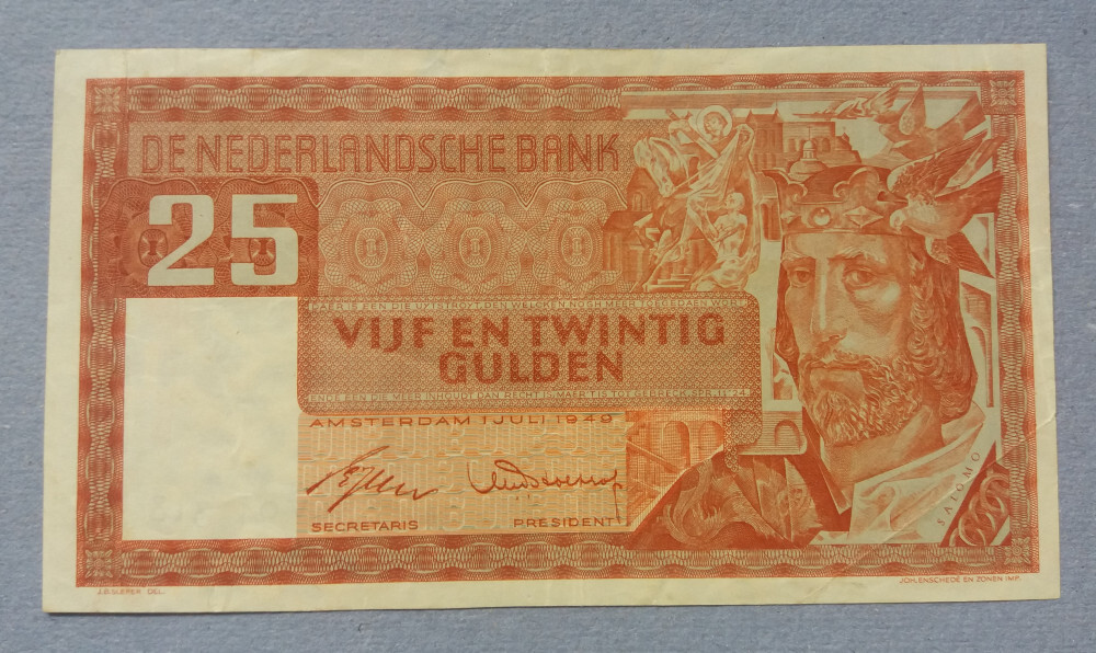 Netherlands 25 Gulden 1949 VF
