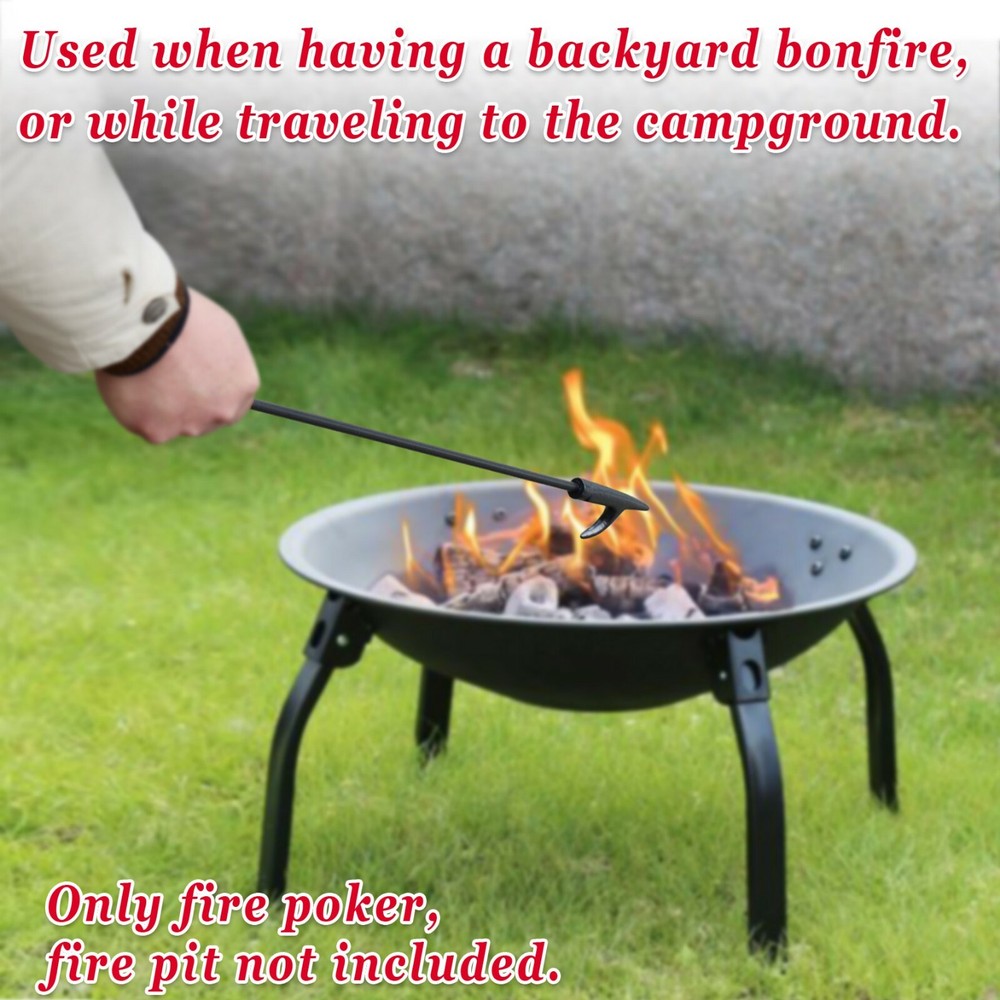 Campfire Fireplace Fire Poker Tool Extra Long 27", Black