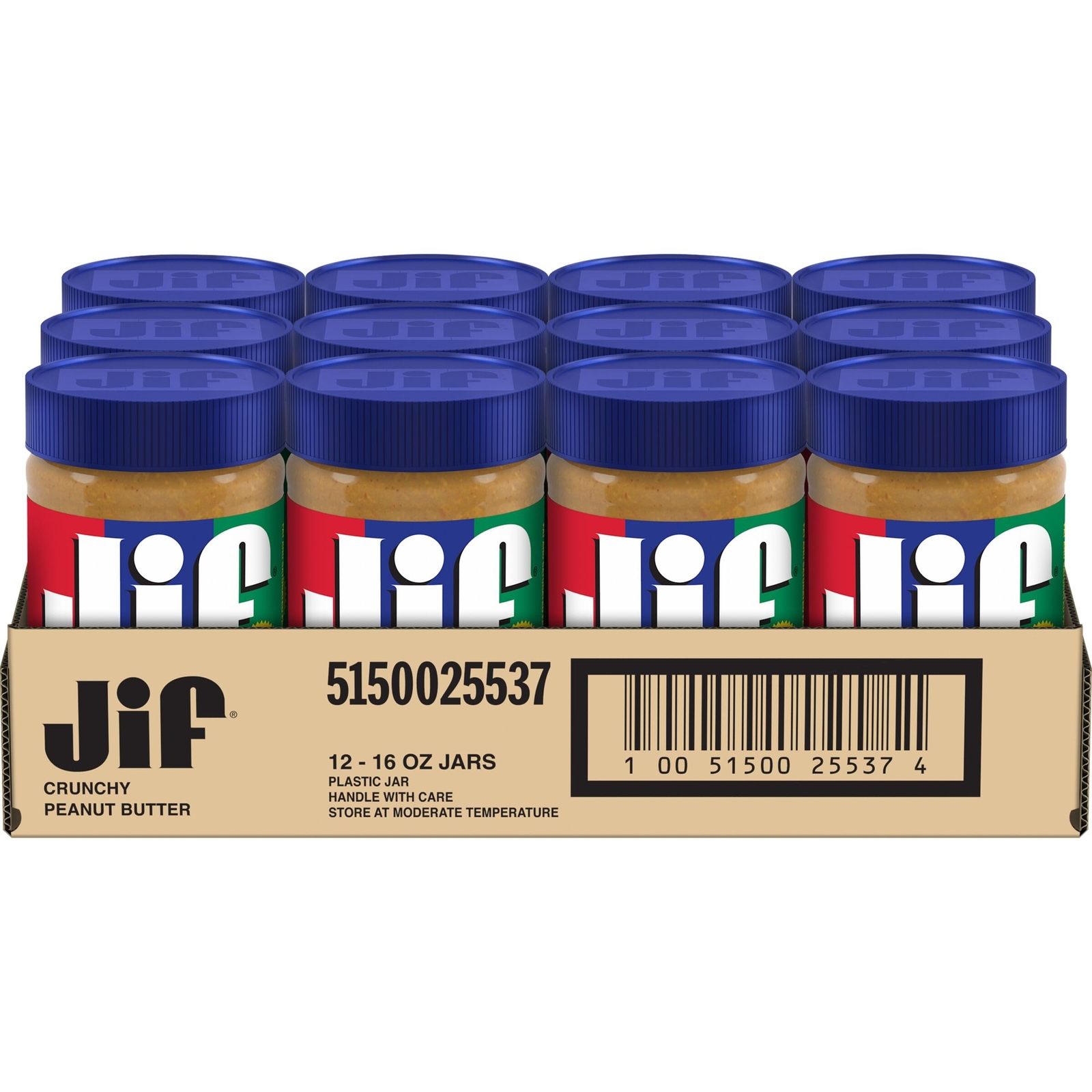 Jif Extra Crunchy Peanut Butter, 16 Ounces (Pack of 12)