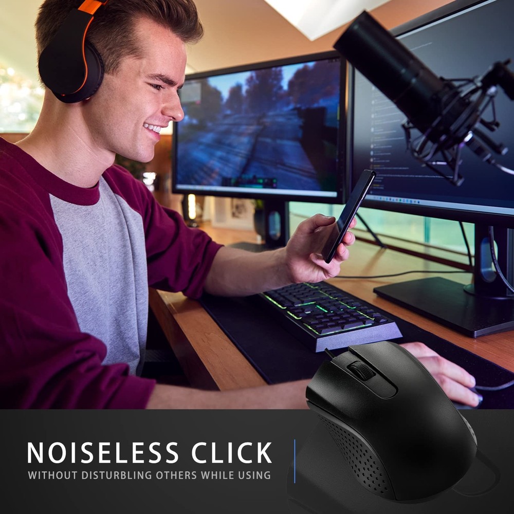 Bonuci 30 Pack USB Wired Mouse 3 Button Corded Computer Mice Bulk USB Mouse f...