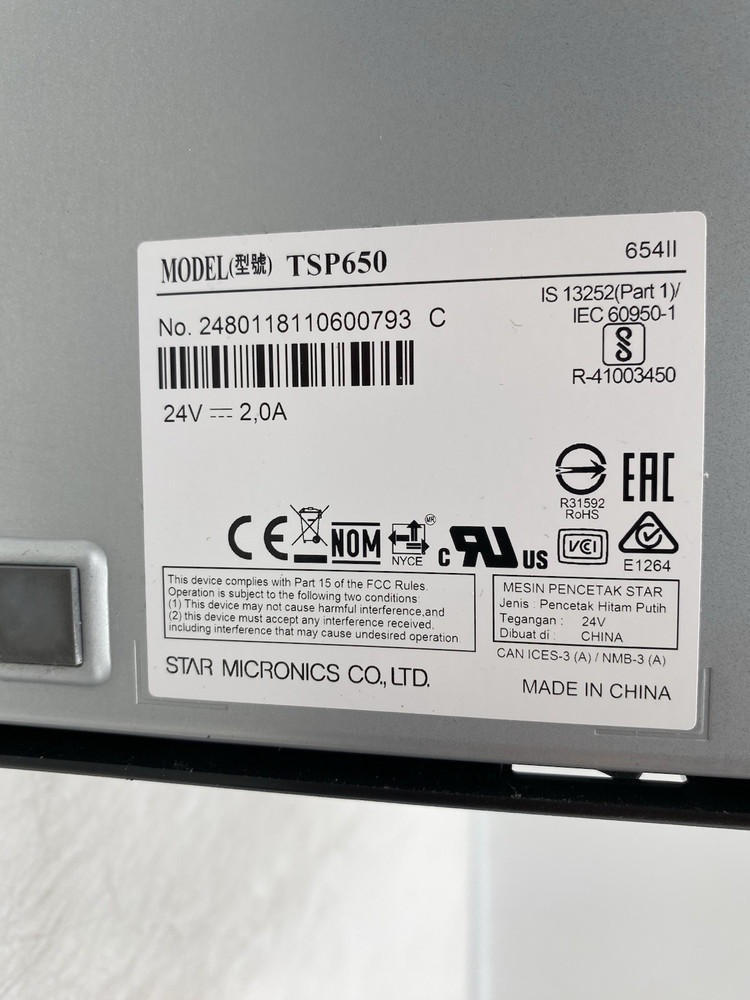 Star Micronics TSP650II Thermal Receipt Printer WITH USB INTERFACE W/ PWR