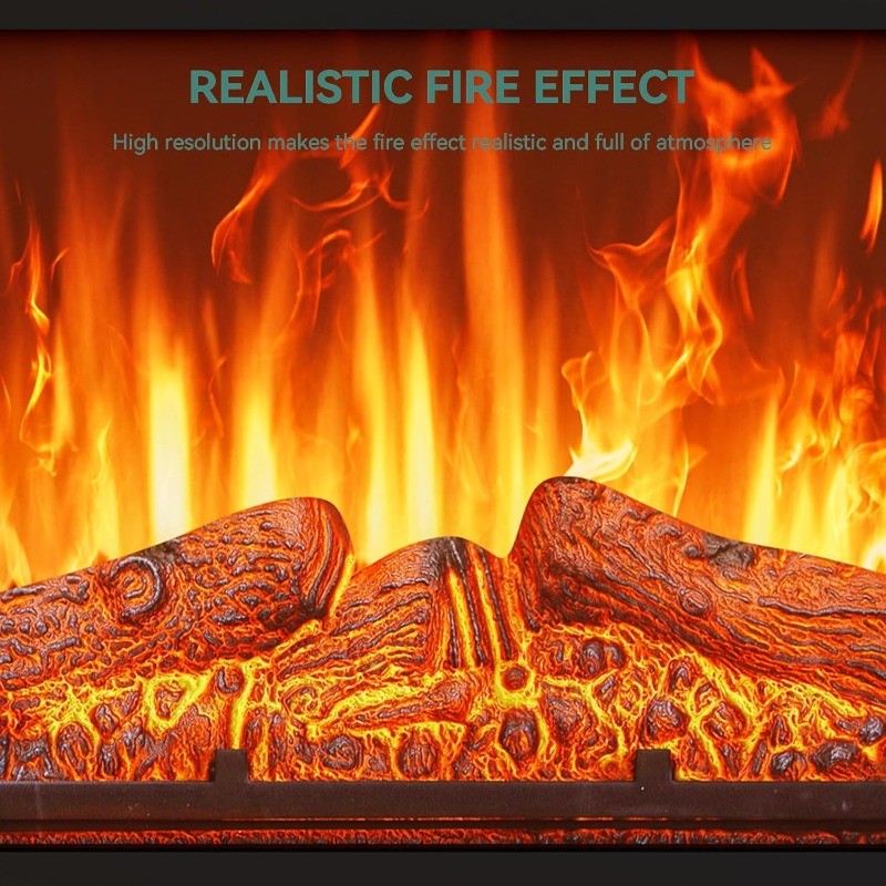 24" Electric Fireplace Insert, Fireplace Heaters with Log Set, Remote Control