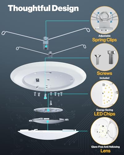 Sunco 6 Inch Disk Lights LED, Flush Mount Disc Recessed Ceiling Can 12 Pack